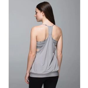 Lululemon No Limits Light Gray Caymen Draped Stripe Yoga Sports Bra Tank Top 6